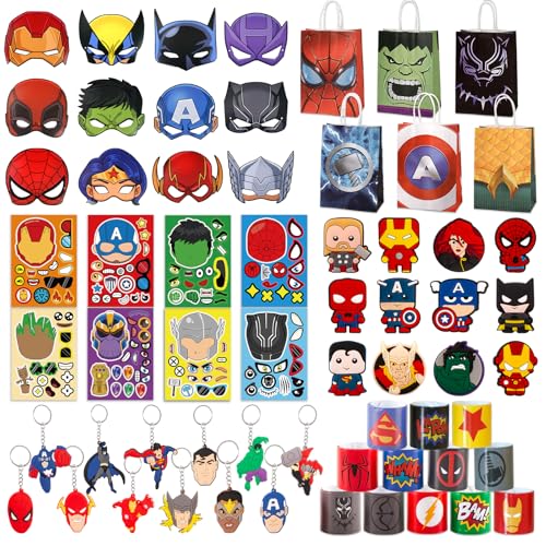 cj Party1 72PCS Super held Aven gers Party Mitgebsel Kinder, Schlüsselanhänger, Aufkleber Kinder, Themen Party Gefälligkeiten Set, für Kindergeburtstag Mitgebsel Party Zubehör Kinder Jungen Mädchen cj Party1 72PCS Super held Aven gers Party Mitgebsel Kinder, Schlüsselanhänger, Aufkleber Kinder, Themen Party Gefälligkeiten Set, für Kindergeburtstag Mitgebsel Party Zubehör Kinder Jungen Mädchen von yumcute