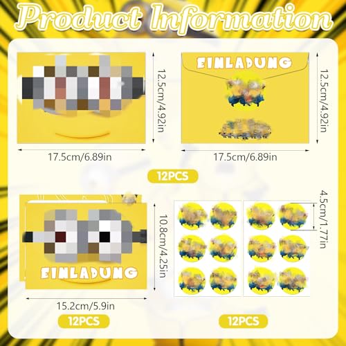 yumcute 12 Einladungen,Einladung Kindergeburtstag mit Umschlägen und Aufklebern Geburtstagsparty Einladungen,Partyeinladungen Einladungen Kinder für Mädchen und Jungen von yumcute