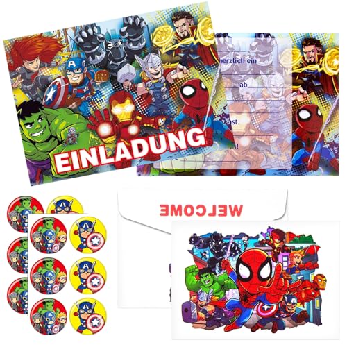 yumcute 12x Superheld Einladungskarten Kindergeburtstag Passende Umschläge,Kindergeburtstag mit Aufklebern Geburtstagsparty Einladungen, Partyeinladungen Einladungen Kinder für Mädchen und Jungen yumcute 12x Superheld Einladungskarten Kindergeburtstag Passende Umschläge,Kindergeburtstag mit Aufklebern Geburtstagsparty Einladungen, Partyeinladungen Einladungen Kinder für Mädchen und Jungen von yumcute