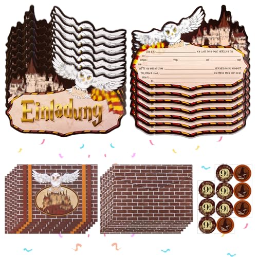 yumcute 20x Einladungskarten Kindergeburtstag+Passende Umschläge, Anime Kindergeburtstag mit Aufklebern Geburtstagsparty Einladungen,Partyeinladungen Einladungen Kinder für Mädchen und Jungen von yumcute