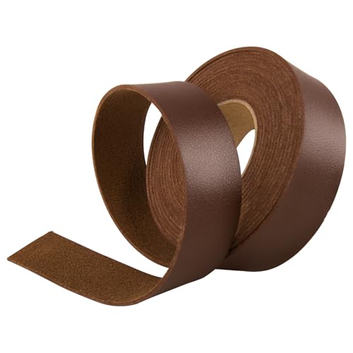 yumcute Braun Lederriemen, 2.6cm×3m Lederband Breit, 1,8mm Dicke Lederstreifen Lederband Flach, Kunstlederband für Handgemachte DIY, Tasche Riemen und Haustier Halsband von yumcute