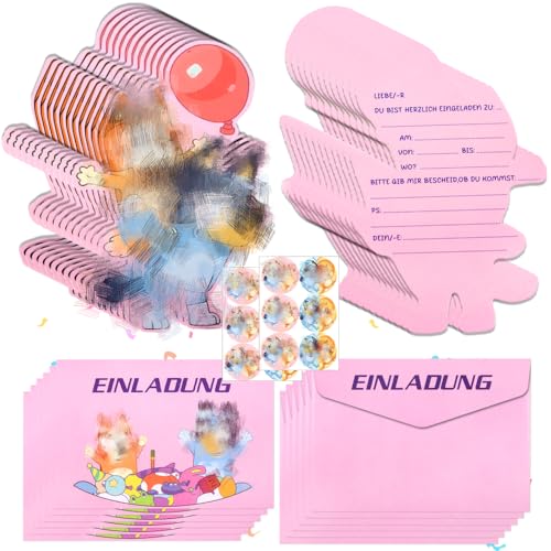 yumcute Einladungen,12 Einladungen Anime Einladungskarten Kindergeburtstag Rosa Party Einladung Partyeinladung Set Cartoon Themed von Jungen und Mädchen von yumcute