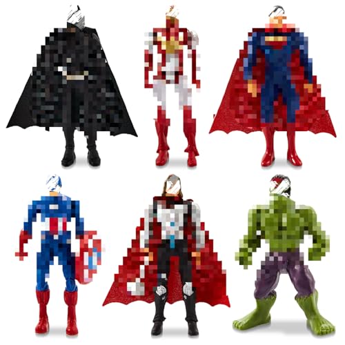 yumcute Mini Figuren Set, 6 Stück Helde Cake Topper, Figuren Kuchen Dekoration, Cartoon Anime Tortendeko, Kindergeburtstag Kuchen Deko Spielzeug Figuren Set für Jungen Kinder Cake Decoration Supplies von yumcute