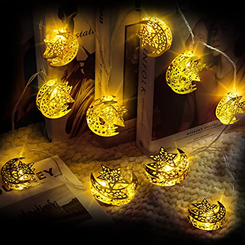 yumcute Ramadan Lichterkette, 10 LED Ramadan Deko Muslim Lichter Beleuchtung Aslamische Kalender Dekoration Mond und Sterne Batterie Betrieben Islam Party für Außen Innen Festival Schlafzimmer yumcute Ramadan Lichterkette, 10 LED Ramadan Deko Muslim Lichter Beleuchtung Aslamische Kalender Dekoration Mond und Sterne Batterie Betrieben Islam Party für Außen Innen Festival Schlafzimmer von yumcute