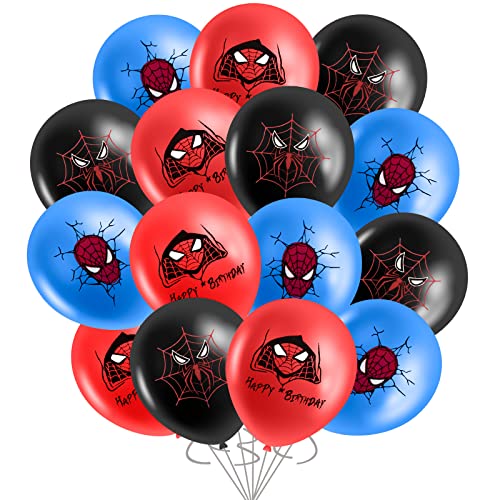 zhizhu 17PCS Spider Geburtstagsdekoration, Spider Latexballons, Birthday Ballon, Kindergeburtstagsballonset, Geburtstagsfeier, für Kinderthema Geburtstag von yumcute