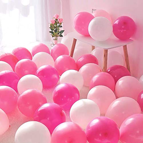 100 hochwertige Helium-Luftballons 30 cm luftballons weiß und luftballons rosa und fuchsia, dicke Latex-Luftballons à 2,8 g, Party-Dekorationen und Zubehör für Geburtstag, oder Hochzeit von leyun