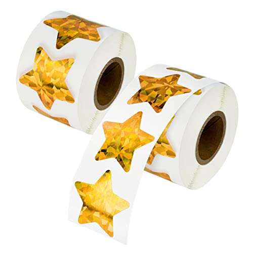 1000 Stück große holografische goldene Stern-Aufkleber, 3,8 cm Stern-Klebeetiketten-Aufkleber, selbstklebende metallische Glitzer-Folien-Aufkleber für Eltern, Lehrer und Kinder Belohnung 1000 Stück große holografische goldene Stern-Aufkleber, 3,8 cm Stern-Klebeetiketten-Aufkleber, selbstklebende metallische Glitzer-Folien-Aufkleber für Eltern, Lehrer und Kinder Belohnung von yuntop