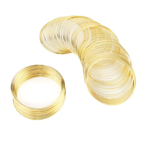 200 Schlaufen, Gedächtnis-Stahldraht, 0,6 mm, Armreif, Armband, Draht, Memory-Perlendraht für Schmuckherstellung, Zubehör, DIY, Handwerk, Kunst, Kreation, Halskette (Gold) von yuntop