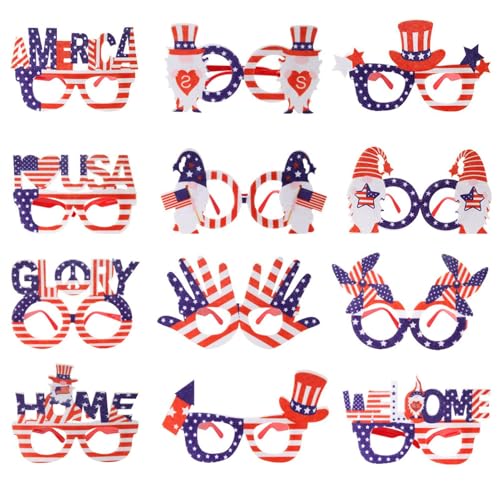 yupeuooe 4. Juli Sonnenbrille | 12 x patriotische Themen-Sonnenbrillen, Großpackung, Partyzubehör für Unabhängigkeitstage, Grillabende im Garten yupeuooe 4. Juli Sonnenbrille | 12 x patriotische Themen-Sonnenbrillen, Großpackung, Partyzubehör für Unabhängigkeitstage, Grillabende im Garten von yupeuooe