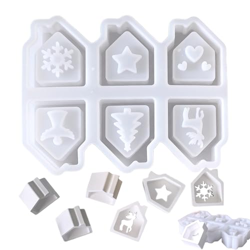 yupeuooe Silikonformen für Epoxidharz – kleine Haus-Silikonformen, 6 Mulden, antihaftbeschichtet, für Betonformen, Epoxidkunst, Ornamente, Weihnachten, Seife, Handwerk von yupeuooe