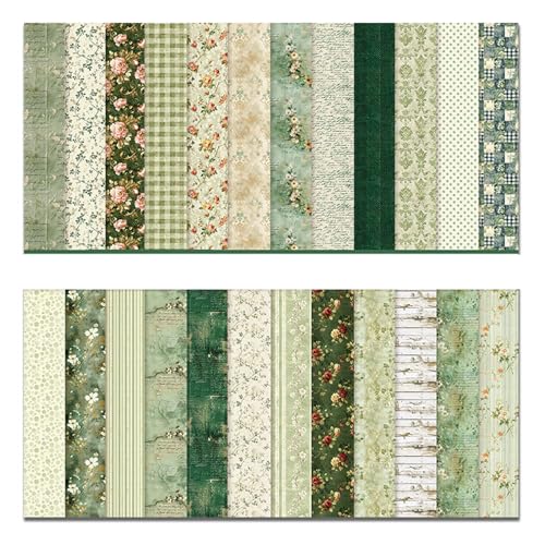 yuwqqoajv 24 Blatt Kartonpapierblöcke mit Blumenmuster, Boho Scrapbook Papier für die Herstellung von DIY Kunstkarten, Bilder Fotorahmen Collagen, PAD2077 12 von yuwqqoajv