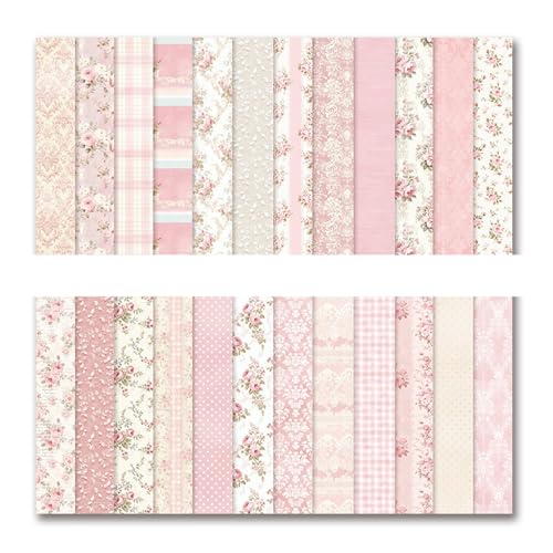 yuwqqoajv 24 Blatt Kartonpapierblöcke mit Blumenmuster, Boho Scrapbook Papier für die Herstellung von DIY Kunstkarten, Bilder Fotorahmen Collagen, PAD2078 12 von yuwqqoajv