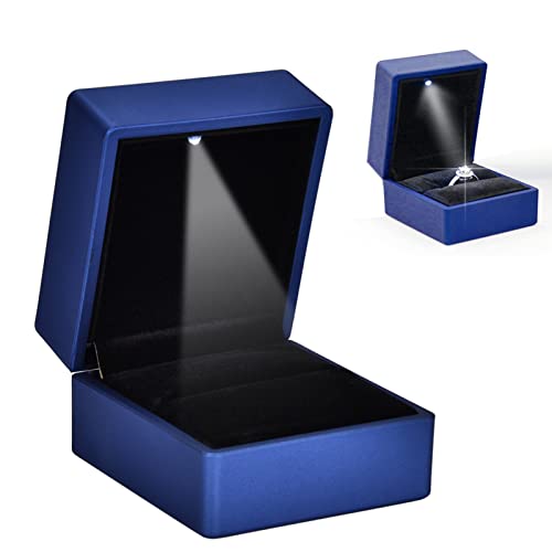 YUYTE Schmuck Geschenkbox, Geschenkbox Kette, Ehering Schmuck Geschenkbox Klein Schmuckkästen Container Schmuck Anhänger Halter Aufbewahrungskoffer Led Licht(Ring) von YUYTE