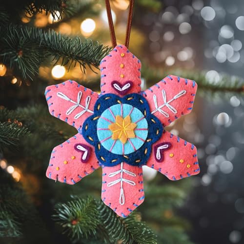 yybng Weihnachts-Schneeflake-Filz-Ornament-Kit, Handgefertigtes Nähkit Mit Vorgeschnittenem Filz Und Fäden | Snowflake Ornament Weihnachtskunsthandwerk, Für Urlaubshandwerk, Baumdekoration yybng Weihnachts-Schneeflake-Filz-Ornament-Kit, Handgefertigtes Nähkit Mit Vorgeschnittenem Filz Und Fäden | Snowflake Ornament Weihnachtskunsthandwerk, Für Urlaubshandwerk, Baumdekoration von yybng