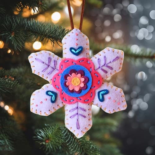 yybng Weihnachts-Schneeflake-Filz-Ornament-Kit, Handgefertigtes Nähkit Mit Vorgeschnittenem Filz Und Fäden | Snowflake Ornament Weihnachtskunsthandwerk, Für Urlaubshandwerk, Baumdekoration yybng Weihnachts-Schneeflake-Filz-Ornament-Kit, Handgefertigtes Nähkit Mit Vorgeschnittenem Filz Und Fäden | Snowflake Ornament Weihnachtskunsthandwerk, Für Urlaubshandwerk, Baumdekoration von yybng