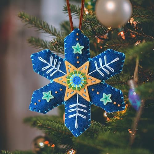 yybng Weihnachts-Schneeflake-Filz-Ornament-Kit, Handgefertigtes Nähkit Mit Vorgeschnittenem Filz Und Fäden | Snowflake Ornament Weihnachtskunsthandwerk, Für Urlaubshandwerk, Baumdekoration yybng Weihnachts-Schneeflake-Filz-Ornament-Kit, Handgefertigtes Nähkit Mit Vorgeschnittenem Filz Und Fäden | Snowflake Ornament Weihnachtskunsthandwerk, Für Urlaubshandwerk, Baumdekoration von yybng