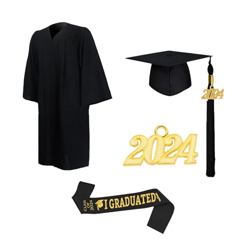 Abschlusskleid und Kappe 2024, Unisex-Kostüm-Set für Erwachsene, Abschlussfeier der Universität und der High School Abschlusskleid und Kappe 2024, Unisex-Kostüm-Set für Erwachsene, Abschlussfeier der Universität und der High School von yztju