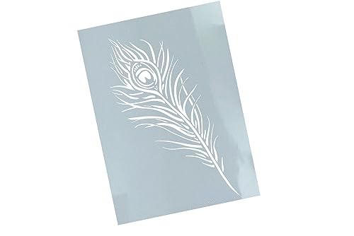 Schablone Pfauenfeder Pfau Feder - Wandschablone Stencil Federschablone Malschablone - Malerei Airbrush Küche Deko Scrapbooking - von zAcheR-fineT (DIN A4) von zAcheR-fineT-design