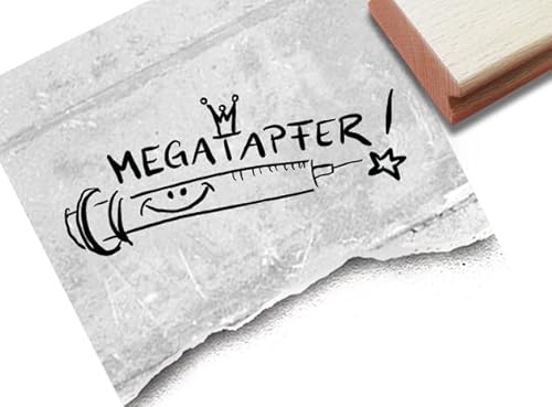 Stempel Arztstempel Belohnungsstempel - MEGATAPFER! mit Spritze - Motivation Belohnung für Kinder beim Kinderarzt - von zAcheR-fineT von zAcheR-fineT-design