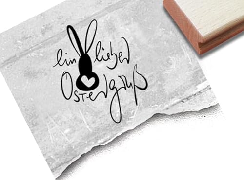 Stempel Ein lieber Ostergruß mit Hase - Osterstempel Grüße zu Ostern Karten Geschenkanhänger Basteln Osterdeko Tischdeko Scrapbook - zAcheR-fineT (groß ca. 43 x 49 mm) von zAcheR-fineT-design