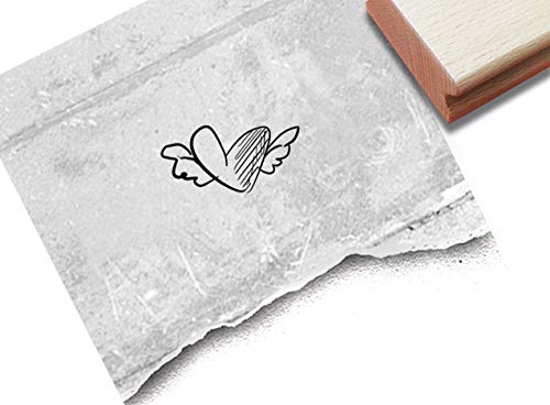 Stempel Fliegendes Herz - Motivstempel Liebe Valentinstag Hochzeit Liebesbrief Geschenkanhänger Scrapbook Bullet Stamp Tischdeko - zAcheR-fineT von zAcheR-fineT-design