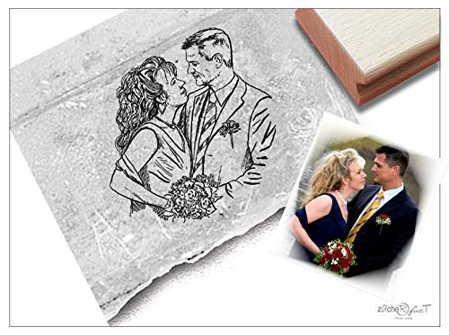 Stempel Fotostempel Portraitstempel Bildstempel Hochzeitsstempel - nach DEINEM Foto personalisiert Hochzeitsgeschenk für Paare - zAcheR-fineT von zAcheR-fineT-design