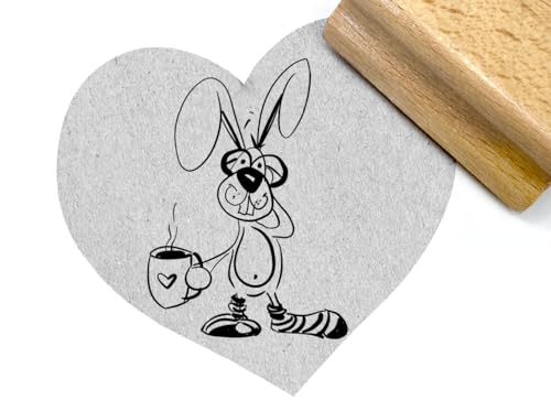 Stempel Frohe Ostern, KAFFEEhase - Osterstempel Textstempel Osterkarten Geschenkanhänger Osterdeko Basteln Tischdeko Scrapbook - zAcheR-fineT von zAcheR-fineT-design