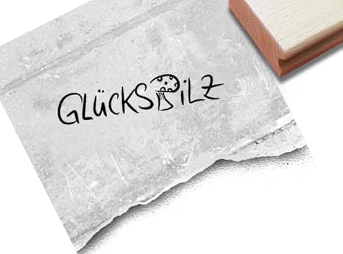 Stempel Glückspilz - Textstempel mit Pilz Glückwünsche Glück Glücksbringer Karten Geschenkanhänger Basteln Deko Scrapbook Bullet Stamp - zAcheR-fineT (klein ca. 48 x 10 mm) von zAcheR-fineT-design