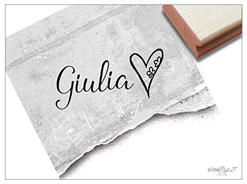 Stempel - Individueller Namensstempel HERZ Schulstempel personalisiert Geschenk für Kinder - Kita Schule Beruf Hobby - von zAcheR-fineT von zAcheR-fineT-design