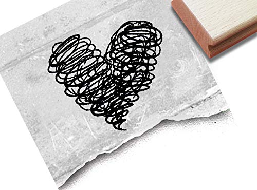 Stempel - L17 4M - Motivstempel Kritzel-HERZ groß - Bildstempel Herzstempel Hochzeit Valentinstag Einladungen Geschenkanhänger Deko- zAcheR-fineT von zAcheR-fineT-design