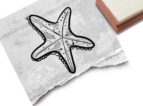 Stempel Motivstempel SEESTERN Starfish, Beach - Kinderstempel Urlaub Urlaubspost Karten Reise-Gutschein Basteln Deko Scrapbook - zAcheR-fineT (groß ca. 36 x 36 mm) von zAcheR-fineT-design