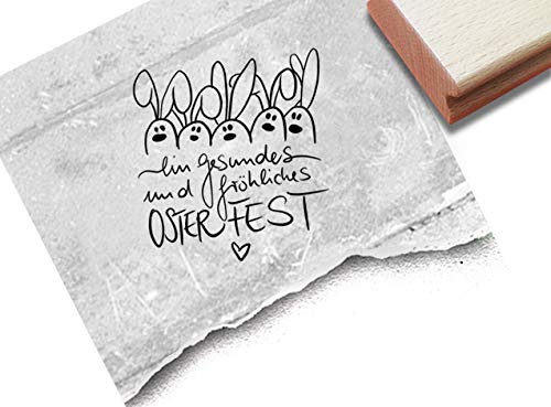 Stempel Osterstempel Ein gesundes und fröhliches Osterfest, mit Hasen- Textstempel Ostern Karten Geschenkanhänger Osterdeko Scrapbook - zAcheR-fineT (klein 37 x 39 mm) von zAcheR-fineT-design