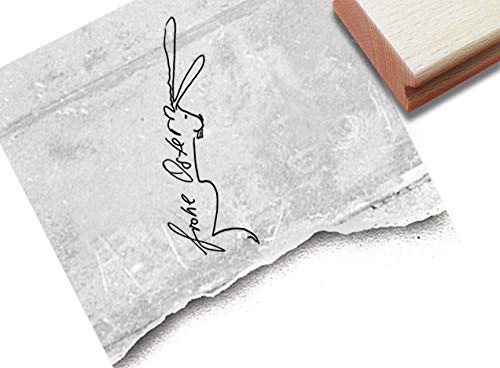 Stempel Osterstempel FROHE OSTERN handschriftlich mit Hase - Textstempel für Ostergrüße Karten Geschenkanhänger Geschenk Osterdeko - zAcheR-fineT von zAcheR-fineT-design