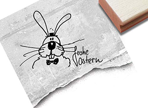 Stempel Osterstempel FROHE OSTERN mit Osterhase - Textstempel zum Osterfest, für Karten Geschenkanhänger Geschenk Osterdeko - zAcheR-fineT von zAcheR-fineT-design
