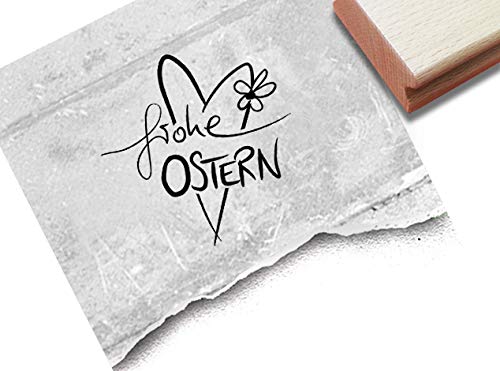 Stempel Osterstempel Frohe Ostern mit Herz - Textstempel Osterfest Ostergrüße Karten Geschenkanhänger Osterdeko Tischdeko Scrapbook - zAcheR-fineT von zAcheR-fineT-design