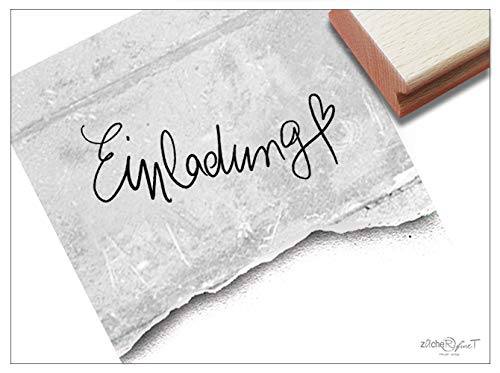 Stempel Textstempel EINLADUNG mit Herz, in Handschrift - Schriftstempel für Einladungskarten, Geburtstag Hochzeit Einschulung Deko - zAcheR-fineT von zAcheR-fineT-design