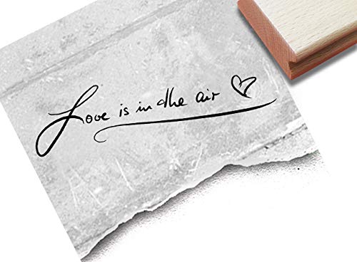 Stempel - Textstempel LOVE IS IN THE AIR handschriftlich - Wundervoller Schriftstempel, ideal für Liebesgrüße z.B. zum Valentinstag oder als Hochzeitsstempel - Typostempel von zAcheR-fineT von zAcheR-fineT-design