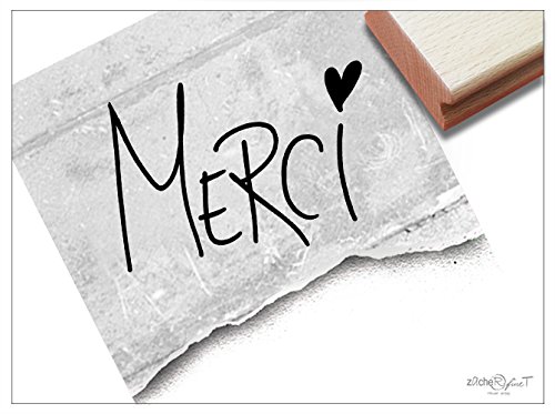 Stempel Textstempel MERCI handschriftlich, Danke mit Herz - Schriftstempel für Ihr Dankeschön, Karten, Briefe, Geschenke Deko - von zAcheR-fineT von zAcheR-fineT-design