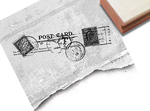 Stempel Textstempel Postcard, altes englisches Postmotiv mit Poststempel - Vintage Typostempel Scrapbook Basteln Shabby chic Deko - zAcheR-fineT von zAcheR-fineT-design