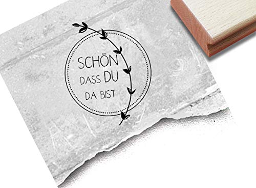 Stempel Textstempel SCHÖN DASS DU DA BIST mit Ranke - Schriftstempel Liebe Freundschaft Karten Geschenkanhänger Gastgeschenk Tischdeko - zAcheR-fineT von zAcheR-fineT-design