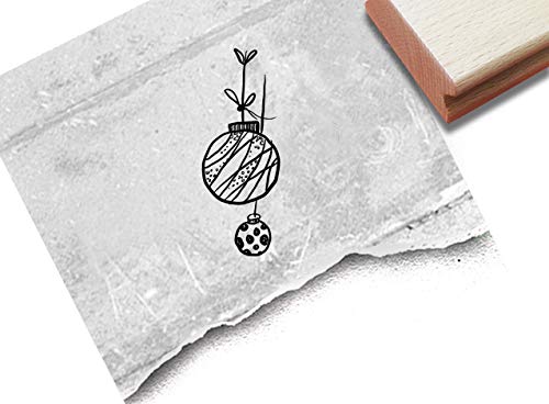 Stempel Weihnachtsstempel CHRISTBAUMKUGELN - Bildstempel Weihnachten Karten Geschenkanhänger Geschenk Weihnachtsdeko - zAcheR-fineT (klein 19 x 49 mm) von zAcheR-fineT-design