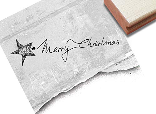 Stempel Weihnachtsstempel MERRY CHRISTMAS mit Stern in Dotwork - Textstempel Weihnachten Karten Geschenkanhänger Geschenk Deko - zAcheR-fineT von zAcheR-fineT-design