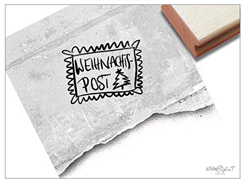 Stempel Weihnachtsstempel als Briefmarke, Einzeln oder 4er-Set - Textstempel Weihnachten Karten Weihnachtspost Geschenkanhänger Deko - zAcheR-fineT (Weihnachtspost mit Baum) von zAcheR-fineT-design