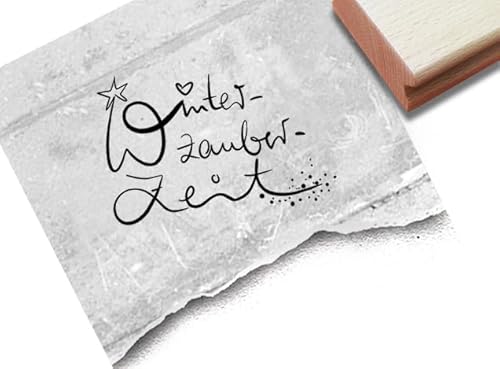 Stempel Winter-zauber-Zeit - Schriftzug Winter Textstempel Winterzeit - für Karten Weihnachtsdeko Basteln Tischdeko Geschenk Scrapbook - zAcheR-fineT (groß ca. 56 x 39 mm) von zAcheR-fineT-design