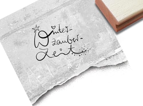Stempel Winter-zauber-Zeit - Schriftzug Winter Textstempel Winterzeit - für Karten Weihnachtsdeko Basteln Tischdeko Geschenk Scrapbook - zAcheR-fineT (klein ca. 37 x 26 mm) von zAcheR-fineT-design