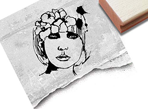 Stempel XL Portrait Gesicht Frau - ARTstamp, Großer Motivstempel für Design Kunst Malerei Basteln Deko Scrapbook Artjournal Geschenk - zAcheR-fineT von zAcheR-fineT-design