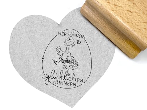 zAcheR-fineT-Design STEMPEL Eier von glücklichen Hühnern, Etiketten-Stempel, Motivstempel für Eierkarton, Ostereier, Eierverpackung Eierschachtel von zAcheR-fineT-design