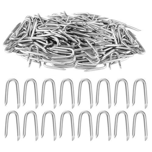 Verzinkte U-Nägel für Zäune, U-förmige Nägel, Hühnerdrahtzaun, Befestigungsnägel für Drahtgitter und gewebte Gartenzäune (2 mm x 24 mm, 100 Stück) von zCloud
