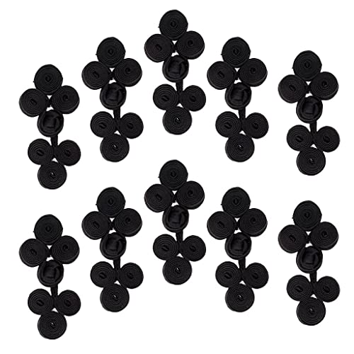 zalati 10 Paar chinesische Knöpfe Drei Knoten Blume Froschverschluss Handgezeichnetes Nähen zum Nähen von Kleidung Handwerk – Schwarz zalati 10 Paar chinesische Knöpfe Drei Knoten Blume Froschverschluss Handgezeichnetes Nähen zum Nähen von Kleidung Handwerk – Schwarz von zalati