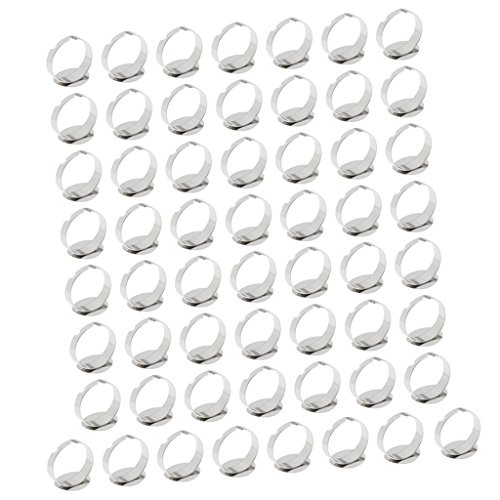 zalati 50 Stück Ringsockel, versilbert, verstellbare Sockel, Rohlinge, runde Lünette, silberfarben, 1,5 cm zalati 50 Stück Ringsockel, versilbert, verstellbare Sockel, Rohlinge, runde Lünette, silberfarben, 1,5 cm von zalati